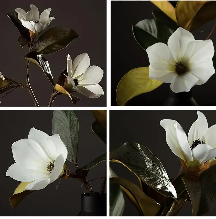 Large White Magnolias Artificial Flowers, Artificial Botany Plants, Magnolia Flower, Silk Flower Arrangement