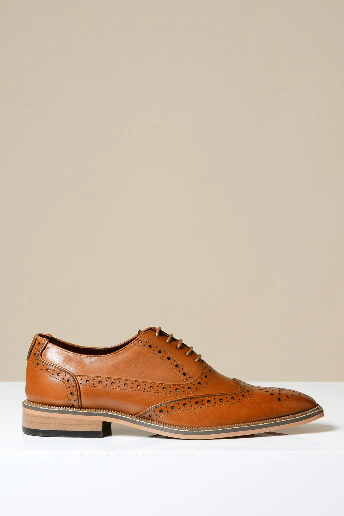 LARKIN - Tan Leather Brogue Shoe