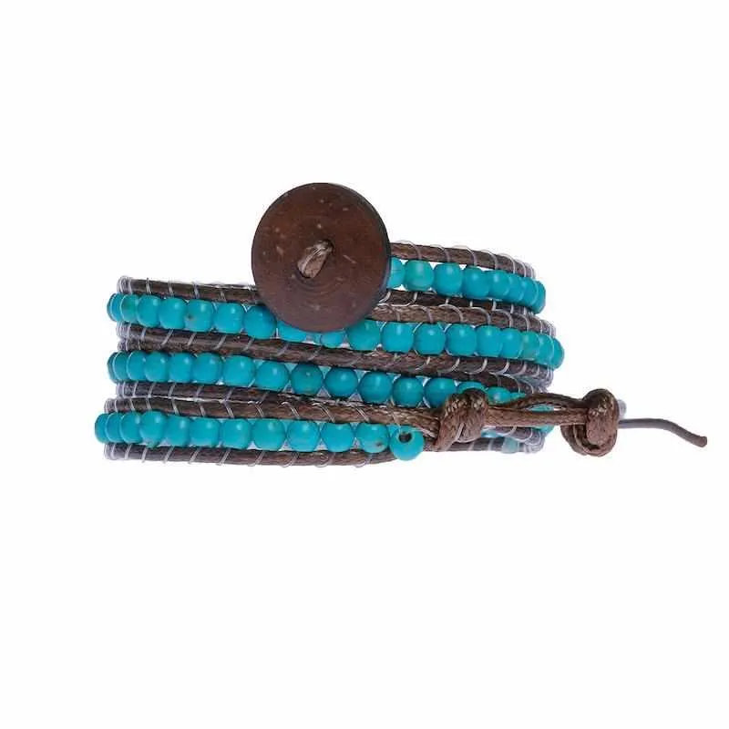 Leather 5 Wrap Bracelet