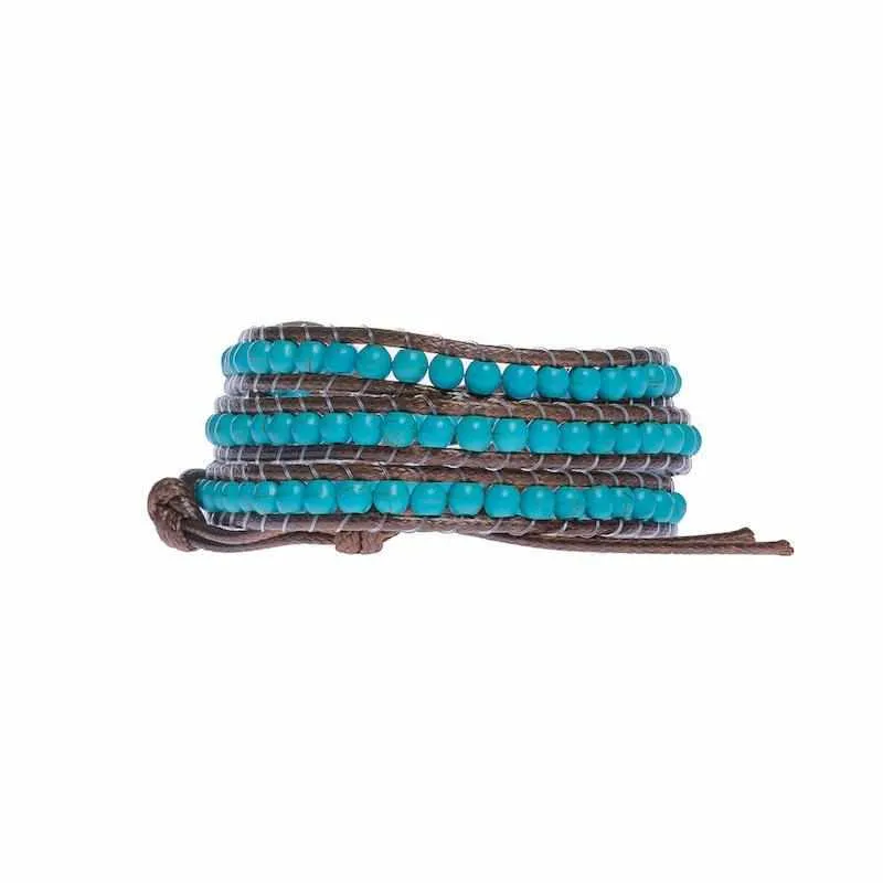 Leather 5 Wrap Bracelet