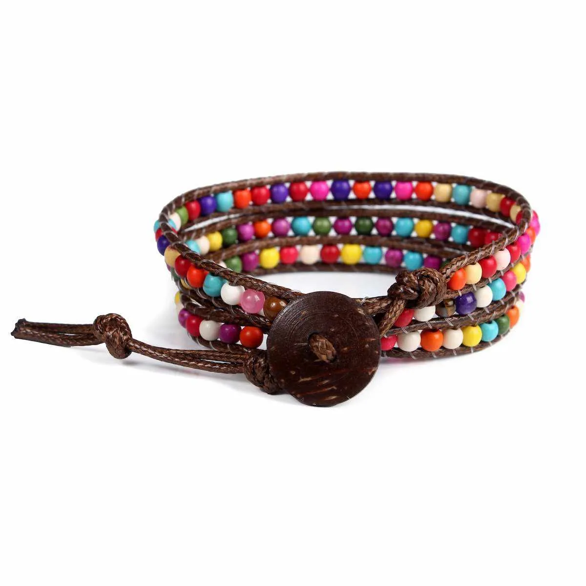 Leather 5 Wrap Bracelet