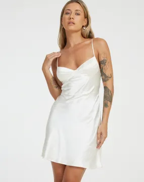 Lebby Mini Dress in Satin Ivory