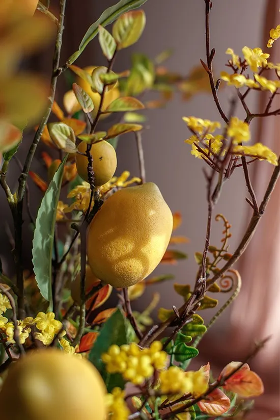 Lemon Branch, Fragrans stems, Fern leaf, Creative Flower Arrangement Ideas for Home Decoration, Unique Artificial Flowers, Simple Artificial Floral for Dining Room Table