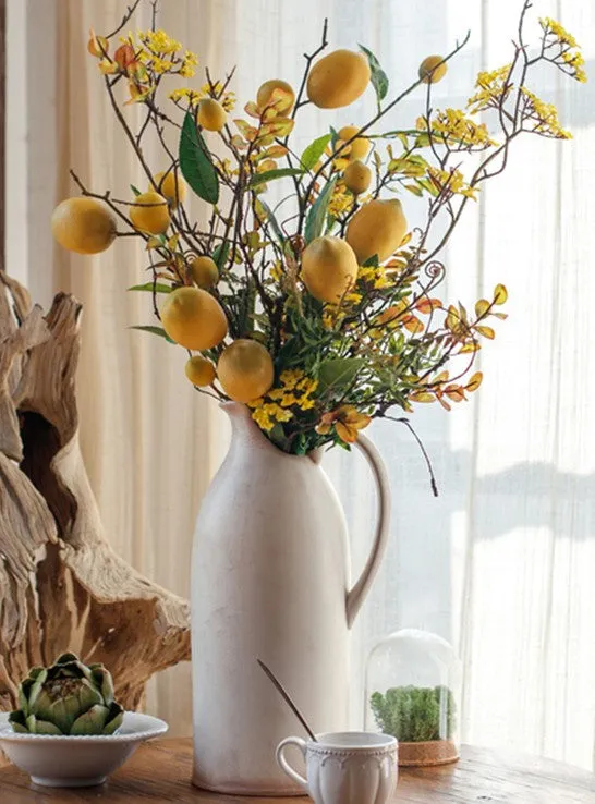 Lemon Branch, Fragrans stems, Fern leaf, Creative Flower Arrangement Ideas for Home Decoration, Unique Artificial Flowers, Simple Artificial Floral for Dining Room Table