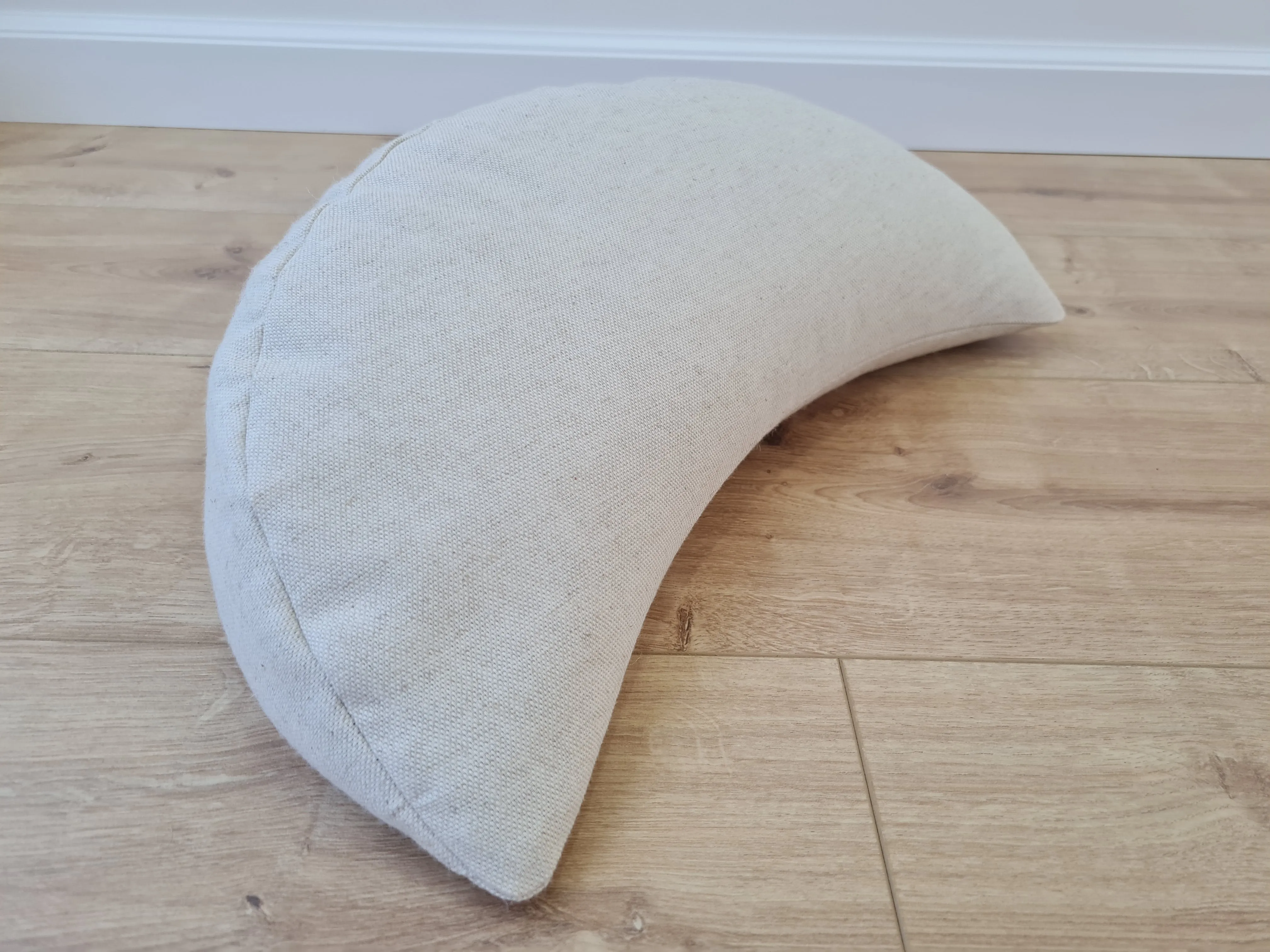 Linen-encased Crescent Pillow generously filled with the natural comfort of Buckwheat Shells   Gift Bag / meditation cushion Christmas gift