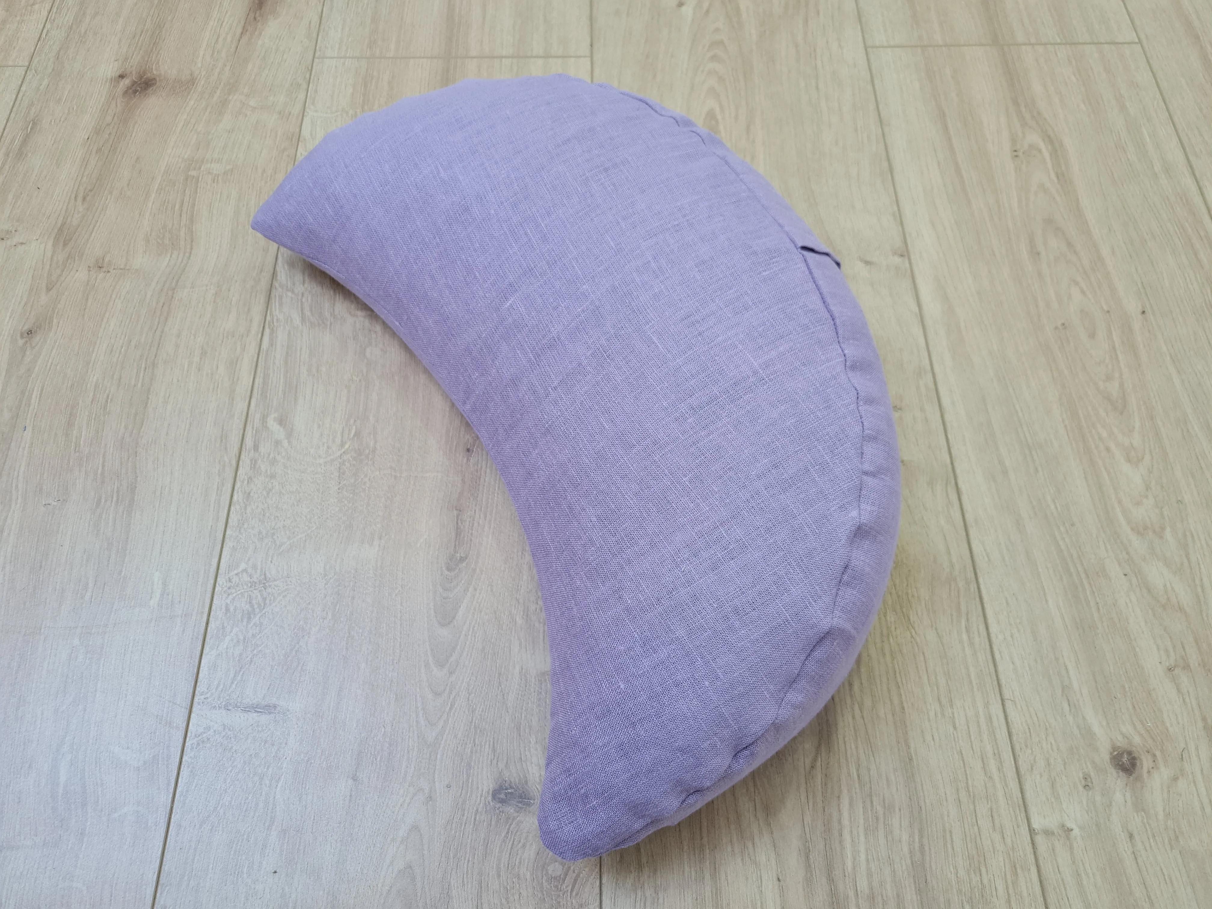 Linen Meditation Cresсent Cushion filled Buckwheat Hulls Yoga Crescent pillow