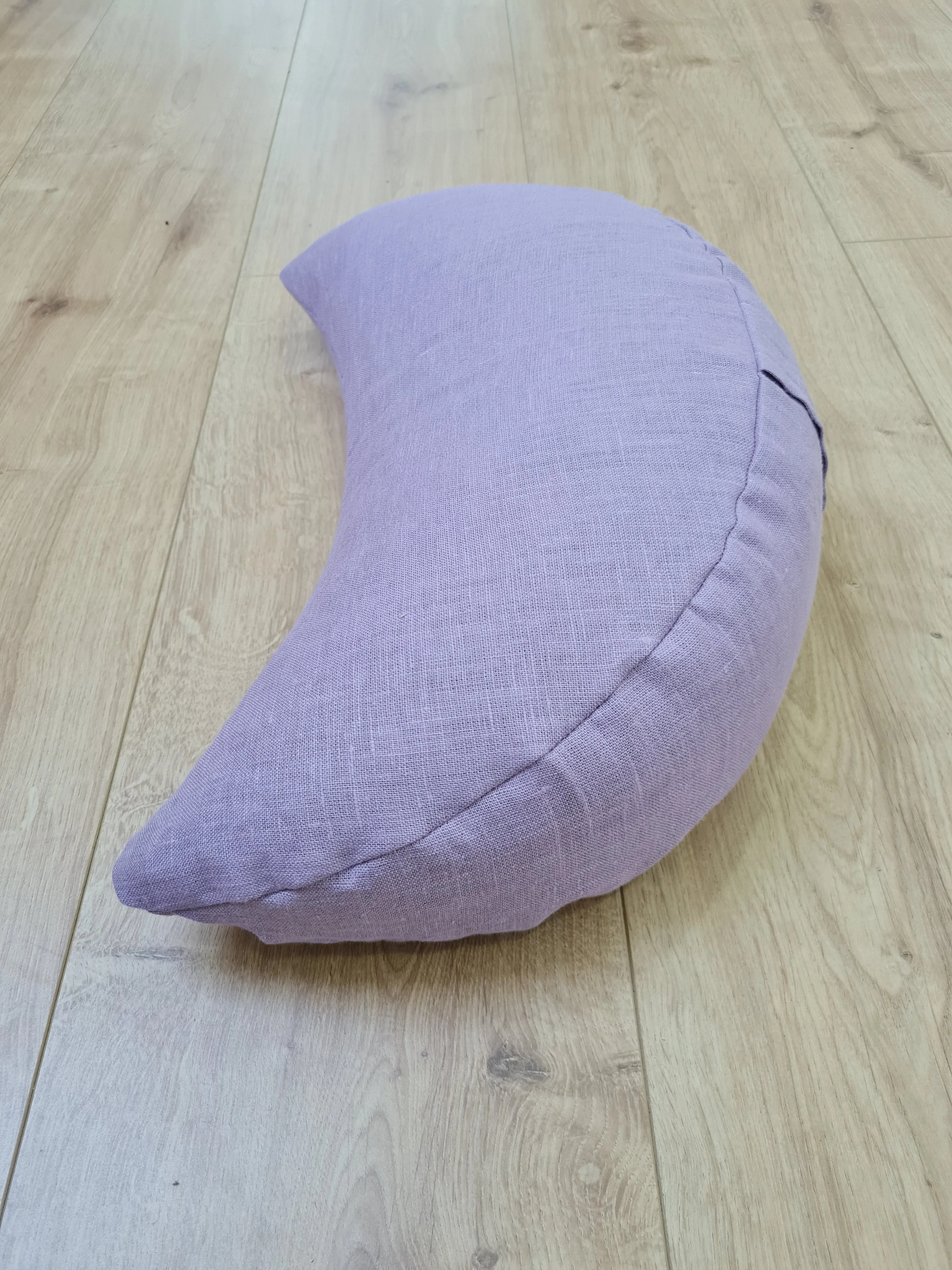 Linen Meditation Cresсent Cushion filled Buckwheat Hulls Yoga Crescent pillow