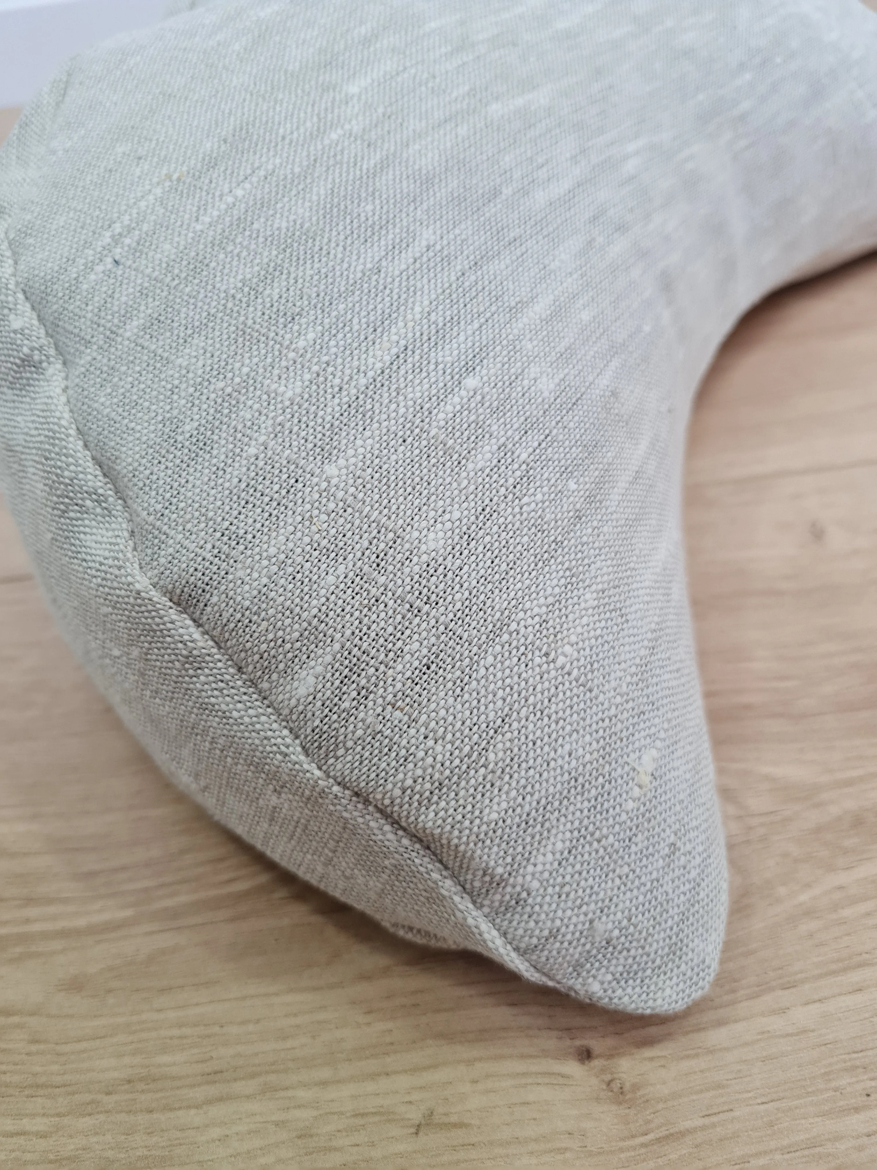 linen meditation Cresсent cushion filled with buckwheat hulls