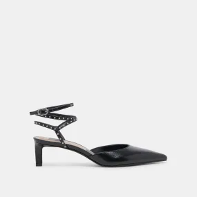 LOKLYN STUD HEELS MIDNIGHT CRINKLE PATENT