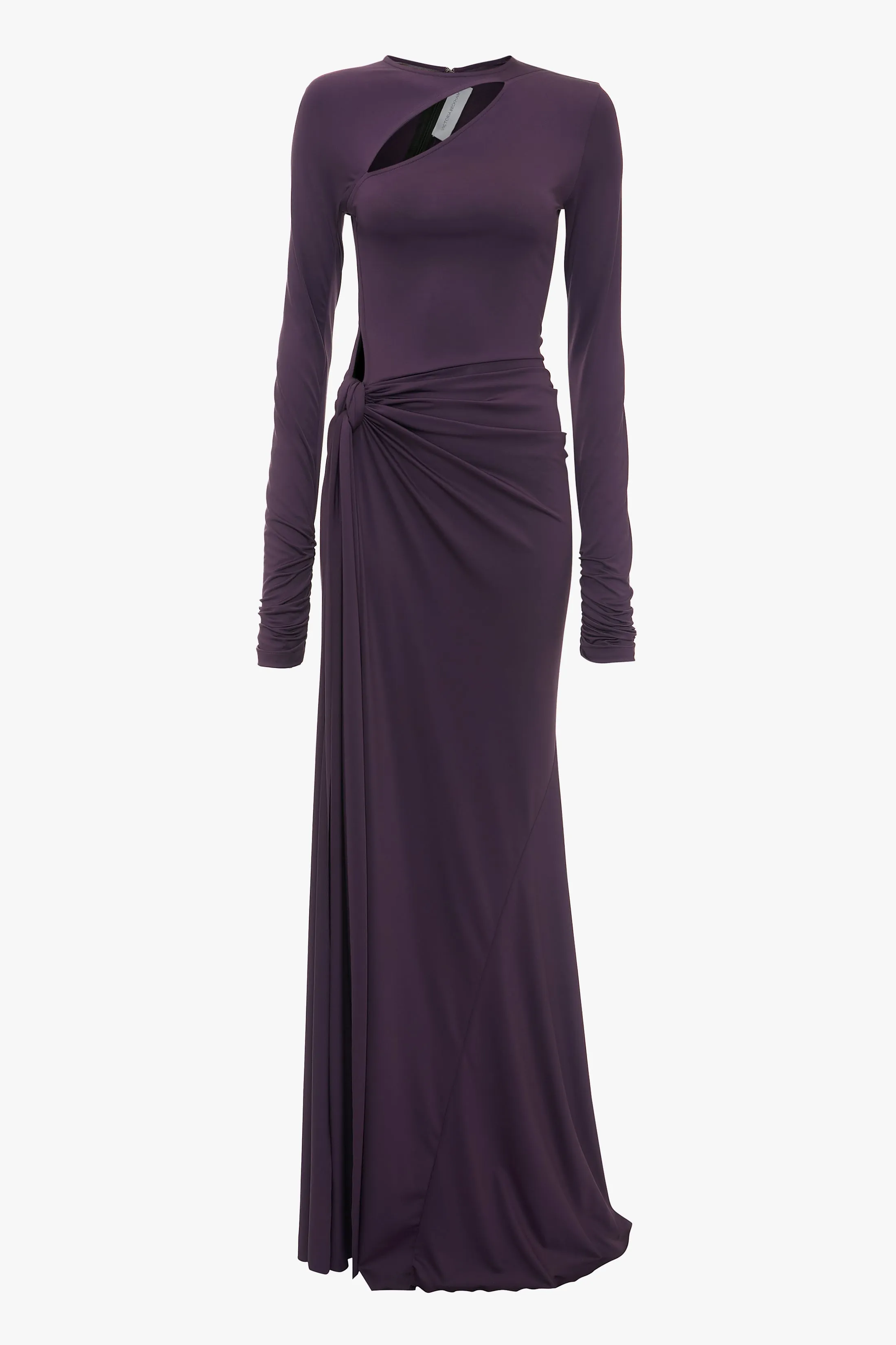 Long Sleeve Tie Front Gown In Fig