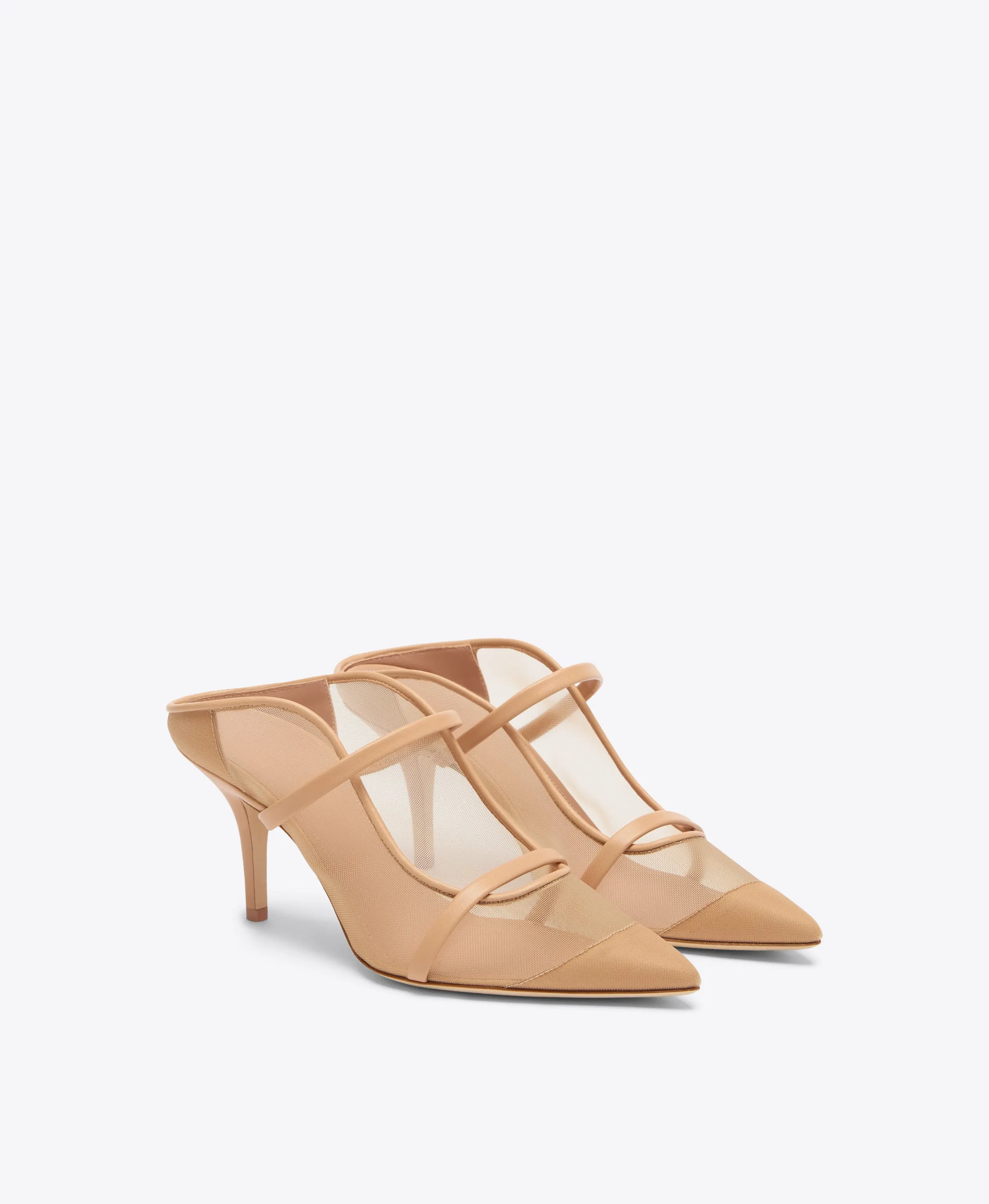 Maureen 70 Beige Mesh Mules