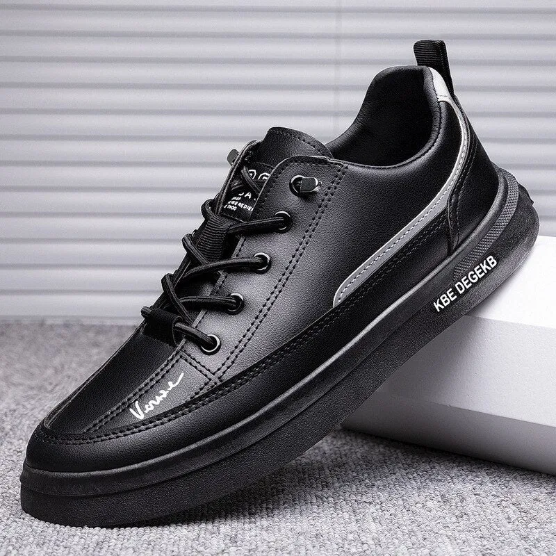 Men's Shoes Lace Up Running Hiking Student Driving Dad Autumn PU Cross-border