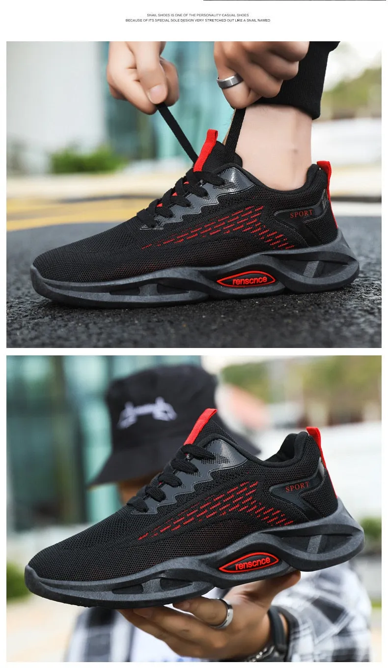 Men's Shoes Sports Casual Flying Woven Mesh Breathable Lace Up Running Cross-border