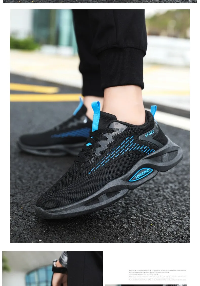 Men's Shoes Sports Casual Flying Woven Mesh Breathable Lace Up Running Cross-border