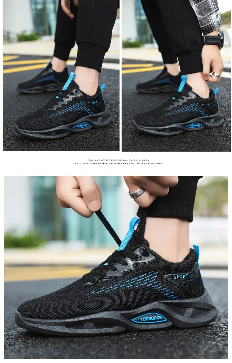 Men's Shoes Sports Casual Flying Woven Mesh Breathable Lace Up Running Cross-border