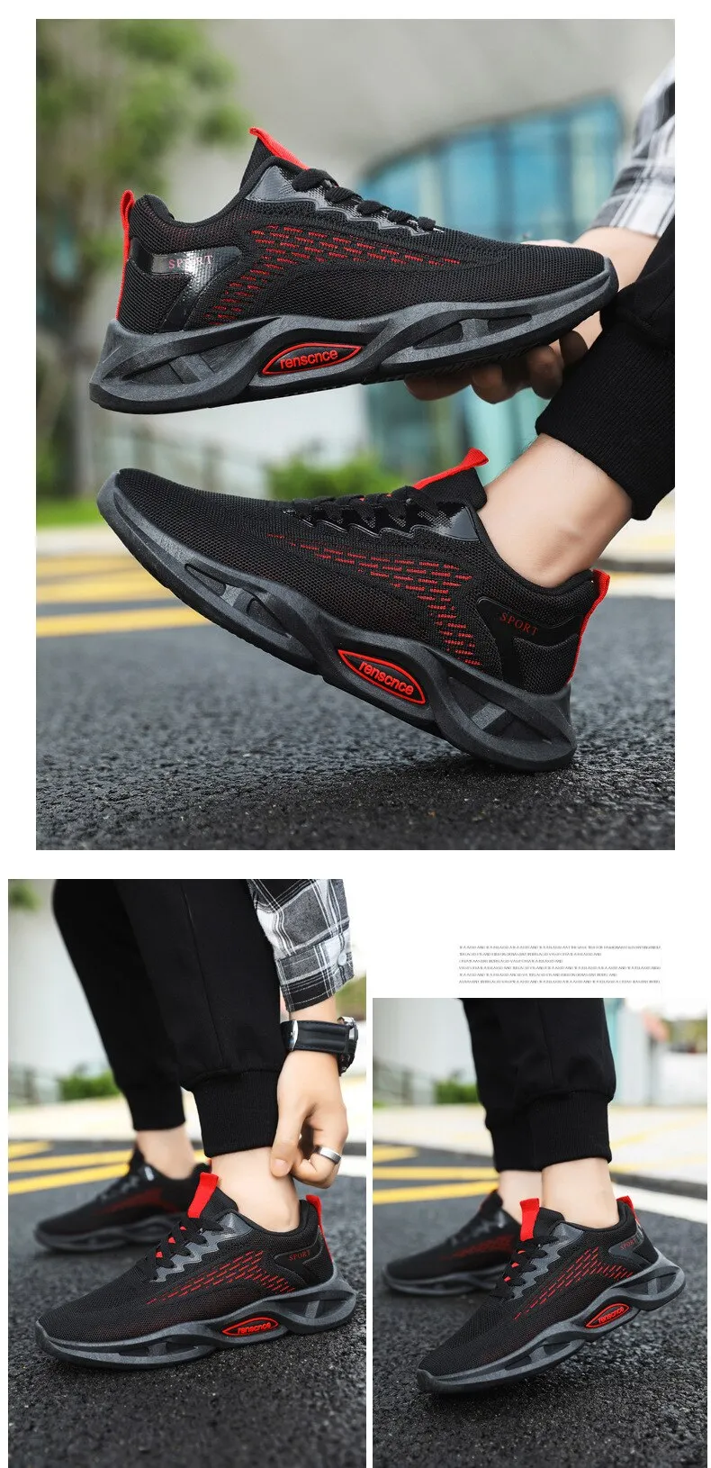 Men's Shoes Sports Casual Flying Woven Mesh Breathable Lace Up Running Cross-border