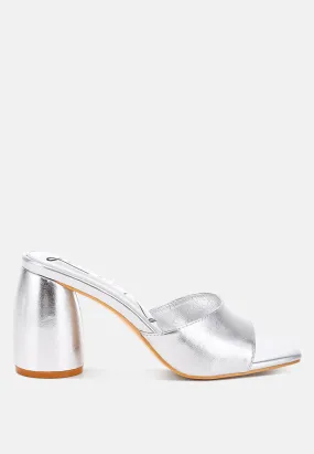 Metallic Faux Leather Slip On Sandals by RUW