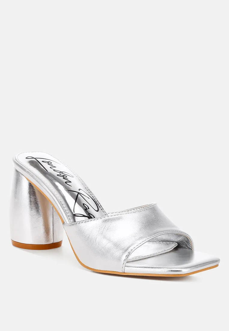 Metallic Faux Leather Slip On Sandals by RUW