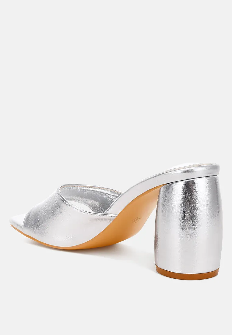 Metallic Faux Leather Slip On Sandals by RUW