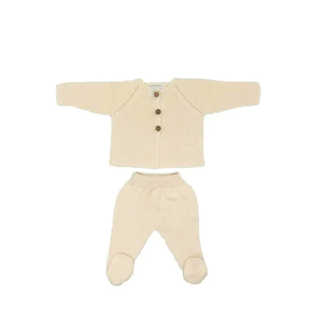 Micu micu Baby Knit Set - Cardigan and Pants organic cotton ecru white