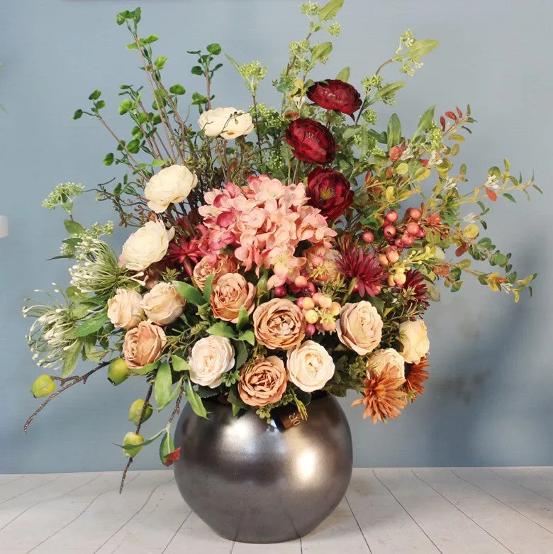 Modern Large Bunch of Flowers Arrangement Interior Design, Creative Artificial Floral Arrangement for Bedroom, Creative Faux Silk Floral Bouquet Table Centerpiece