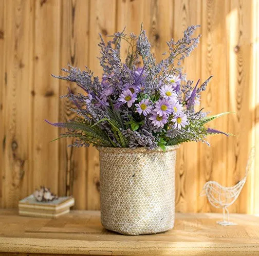 Myosotis Lovegrass, Daisy, Salvia, Beautiful Spring Flower Arrangement  for Living Room, Ctreative Modern Artificial Floral  for Home Decoration