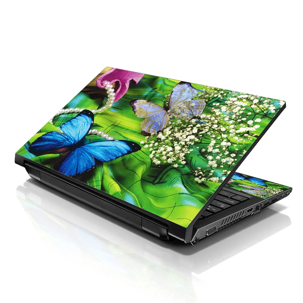 Notebook / Netbook Sleeve Carrying Case w/ Handle & Adjustable Shoulder Strap & Matching Skin – Butterfly Floral