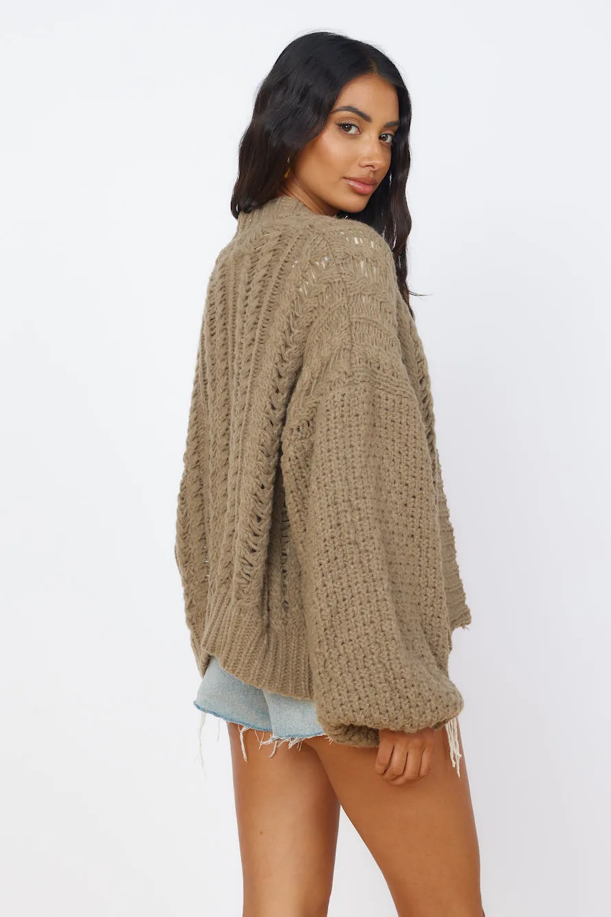 Shining Light Knit Cardigan Brown