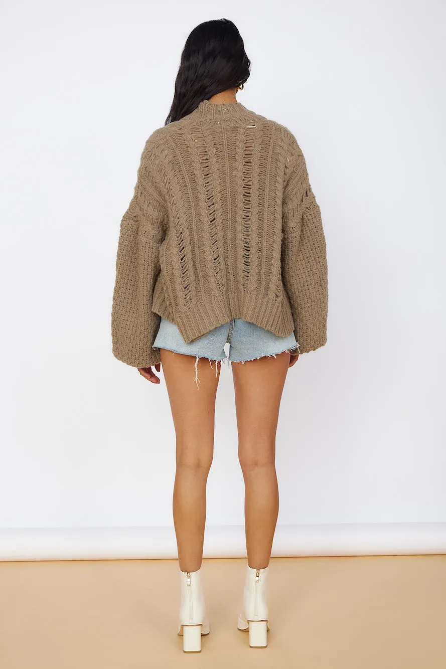 Shining Light Knit Cardigan Brown