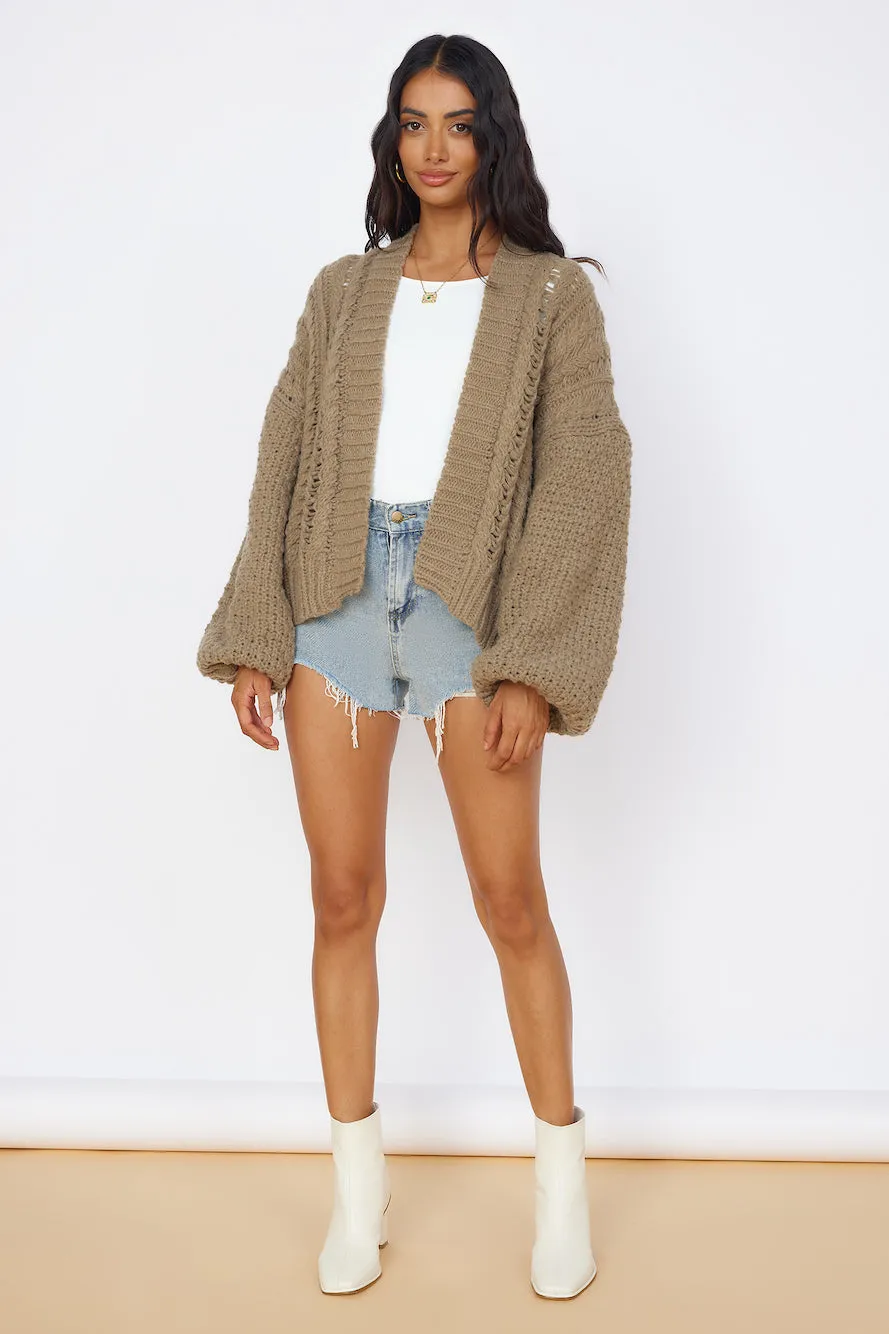 Shining Light Knit Cardigan Brown