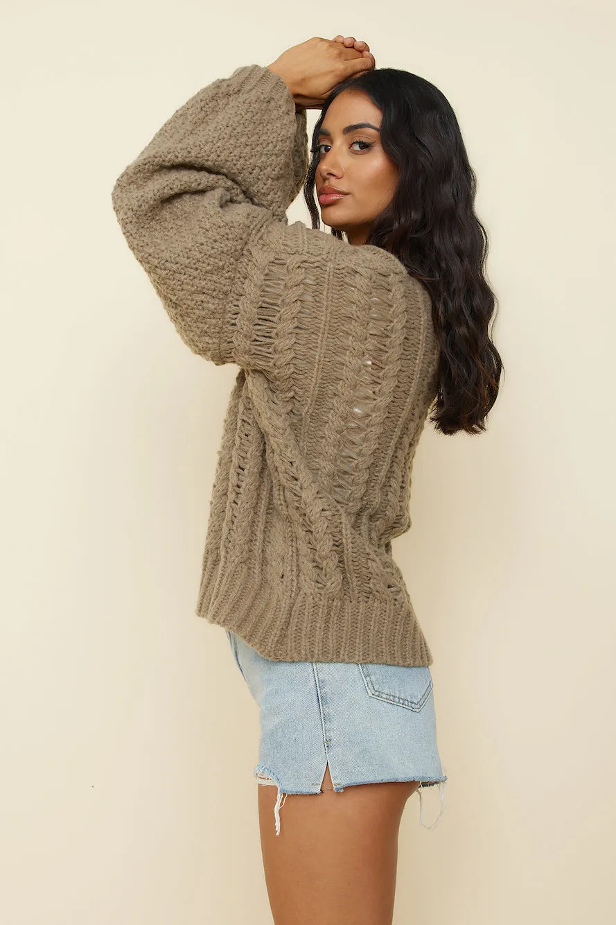 Shining Light Knit Cardigan Brown