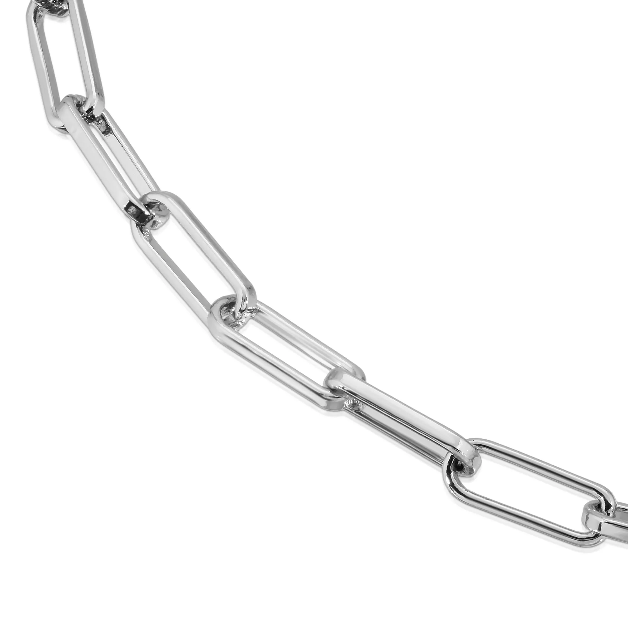 Silver Double Medium & Elongated Link Chain Necklace by eklexic