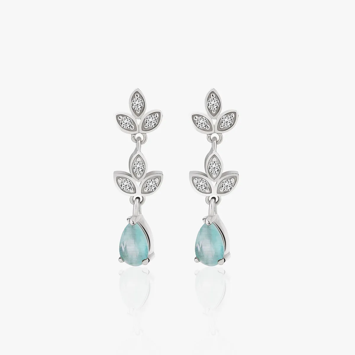 Silver Timeless Aqua Chalcedony Drop Jewellery Set