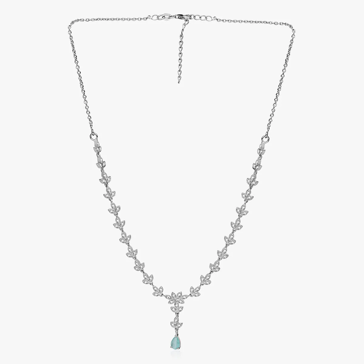 Silver Timeless Aqua Chalcedony Drop Jewellery Set