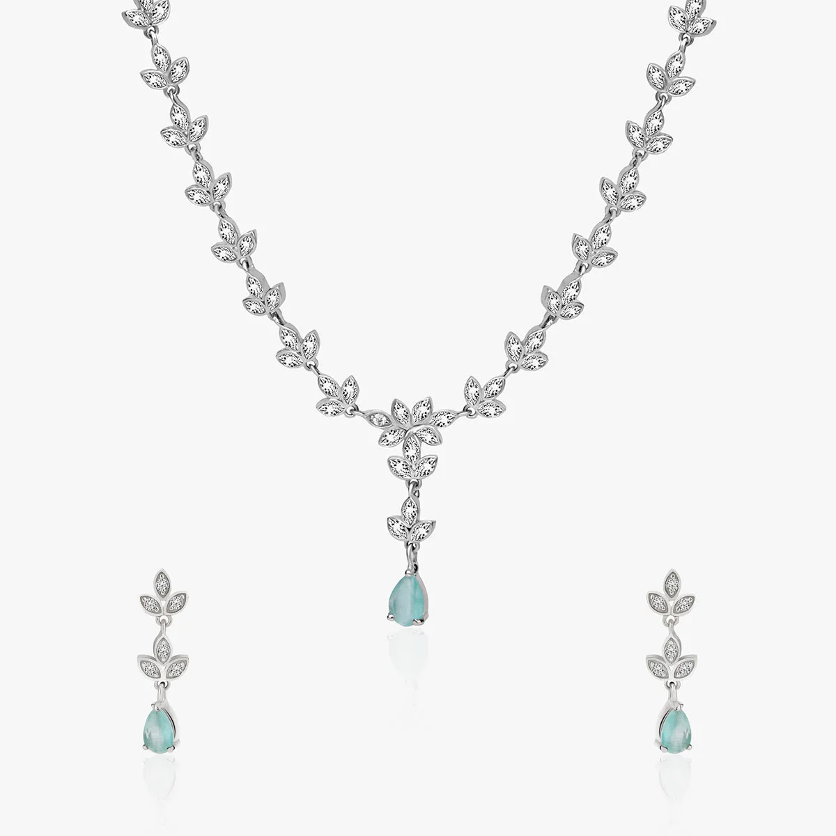 Silver Timeless Aqua Chalcedony Drop Jewellery Set