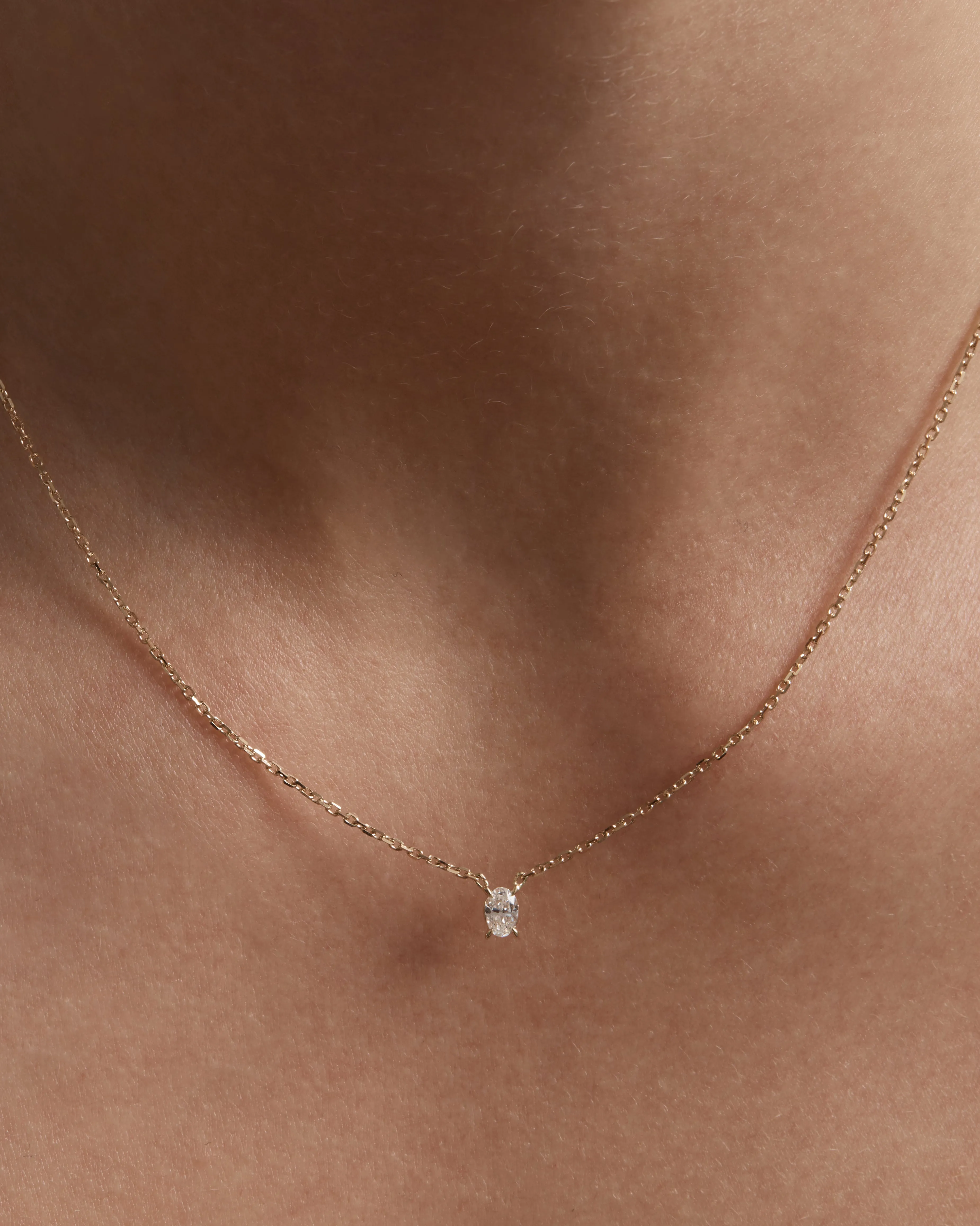 Solitaire Oval Diamond Necklace