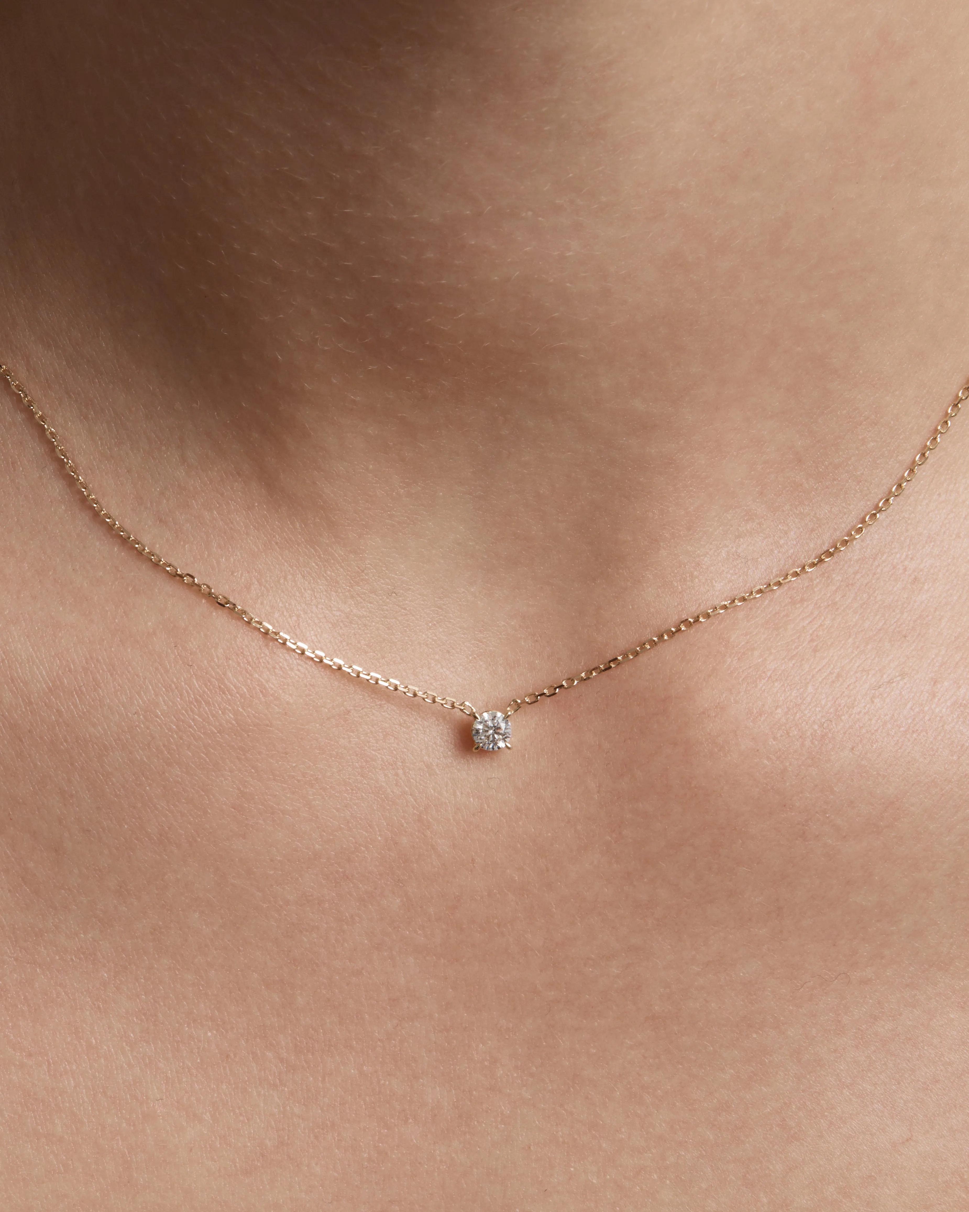 Solitaire Round Diamond Necklace