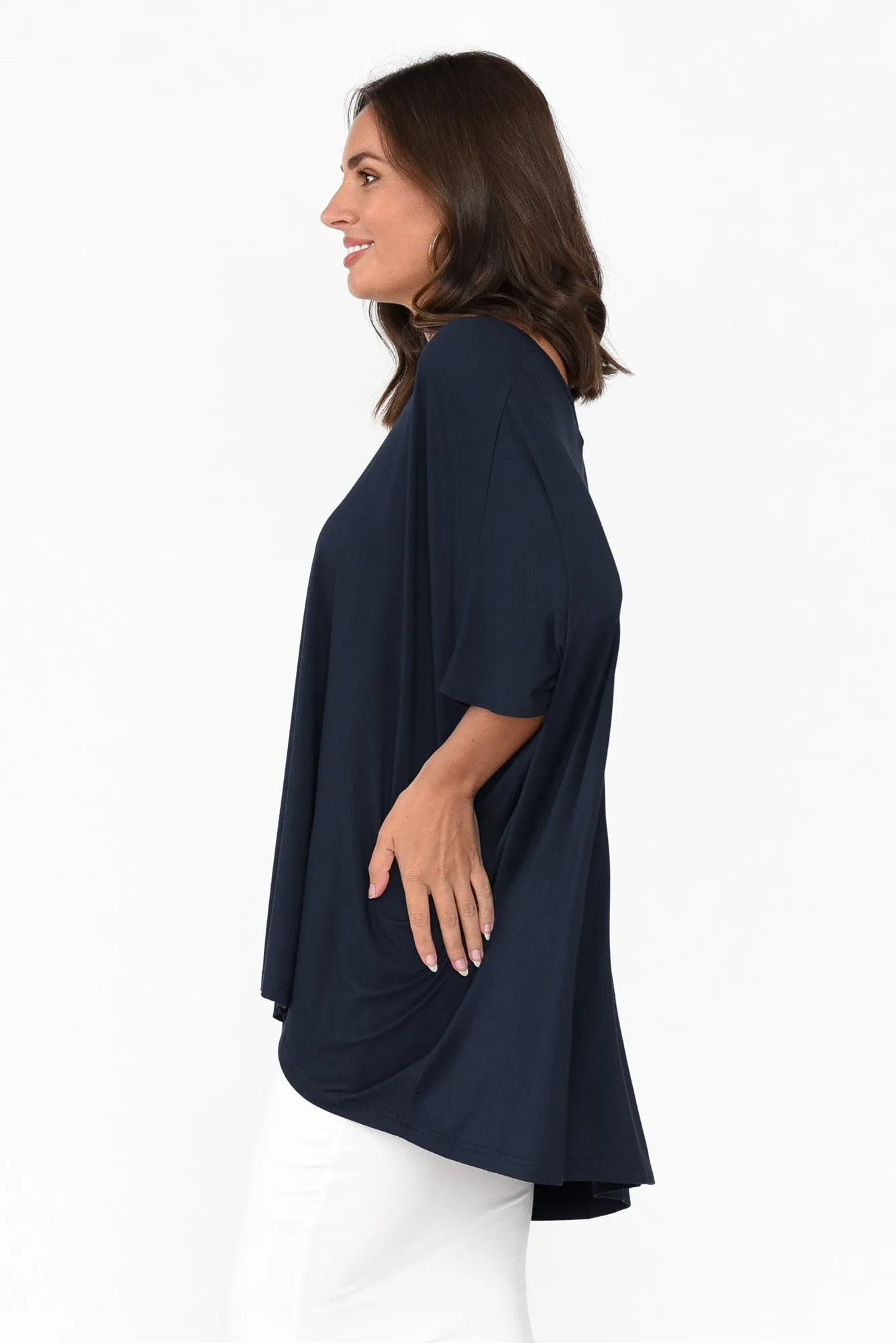 Sorronda Navy Bamboo Batwing Top