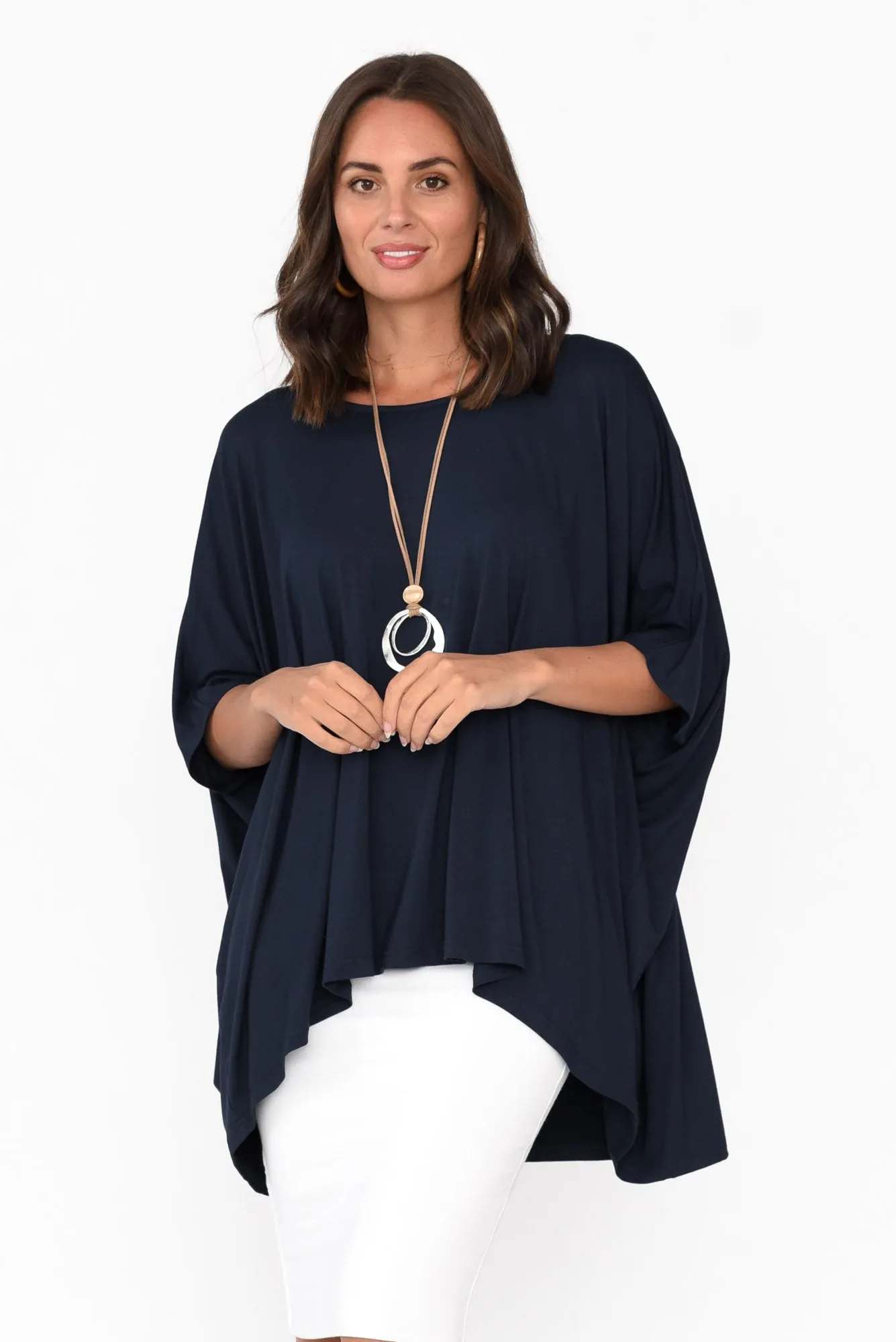 Sorronda Navy Bamboo Batwing Top