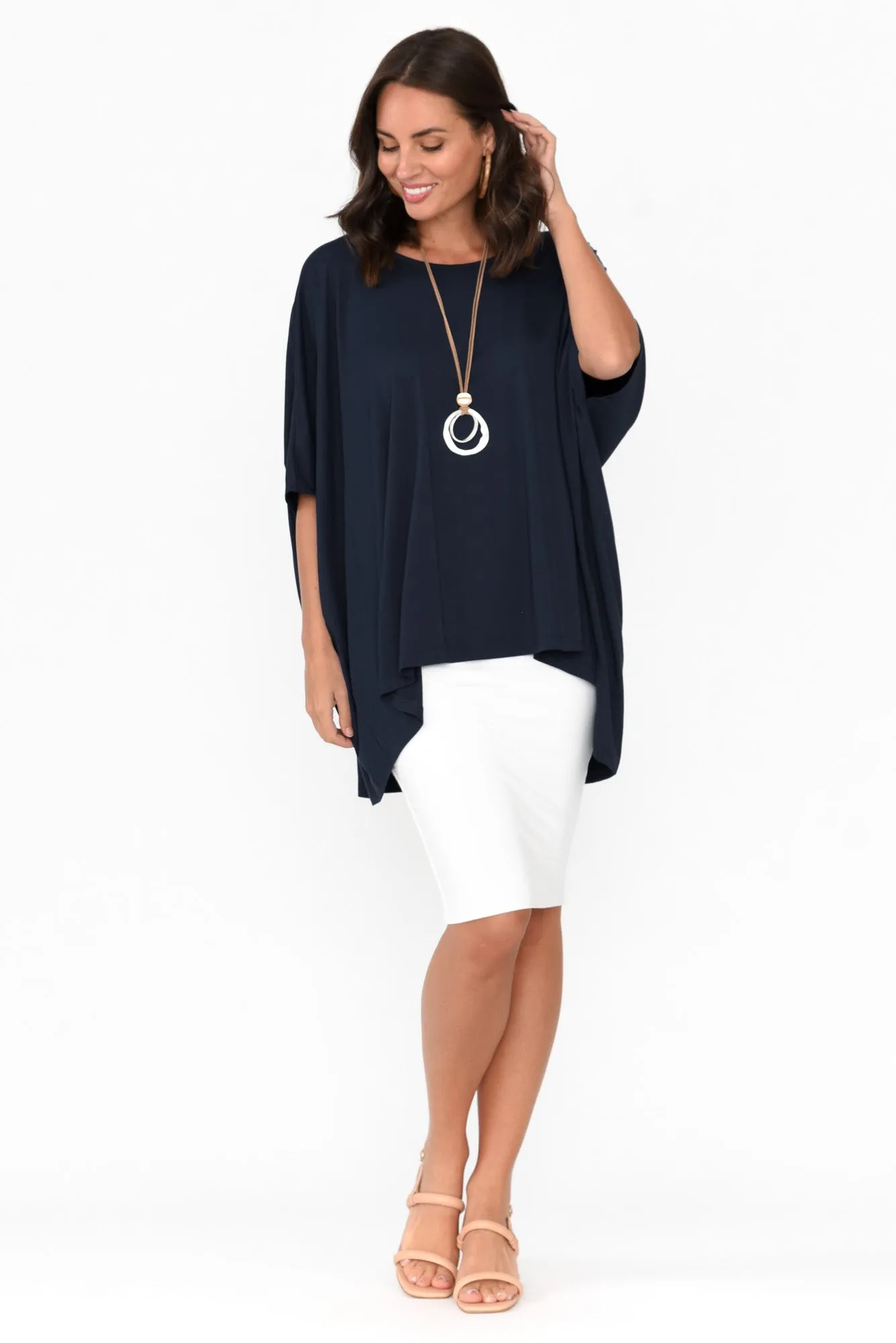 Sorronda Navy Bamboo Batwing Top