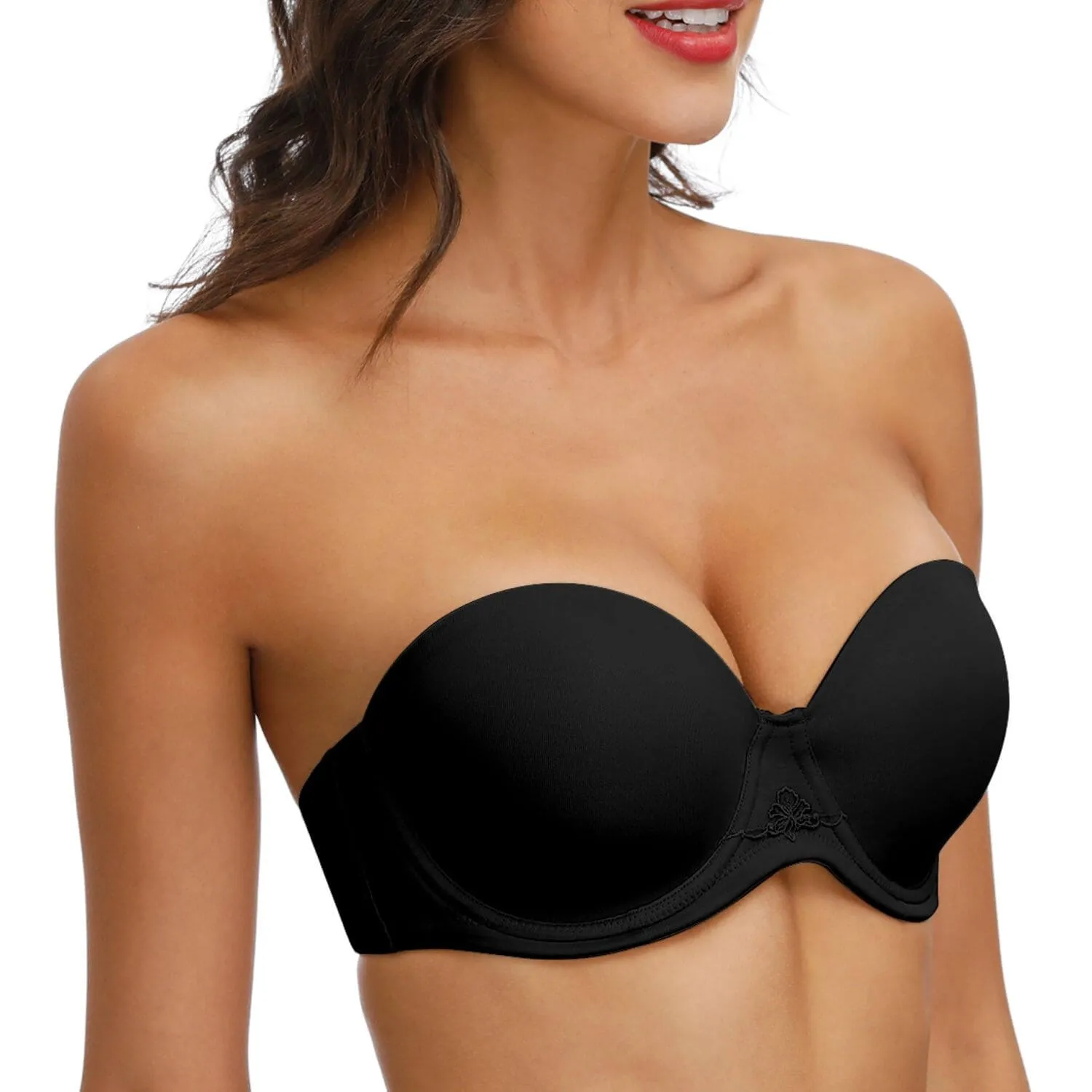 Strapless Convertible Multiway Supportive Underwire Bra With Clear Straps