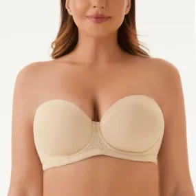 Strapless Convertible Multiway Supportive Underwire Bra With Clear Straps