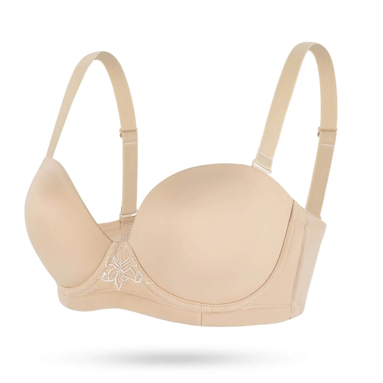 Strapless Convertible Multiway Supportive Underwire Bra With Clear Straps