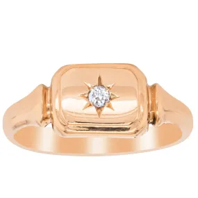 Vintage 9ct Rose Gold .03ct Diamond Signet Ring