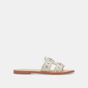 WESLA STUD SANDALS IVORY CRINKLE PATENT