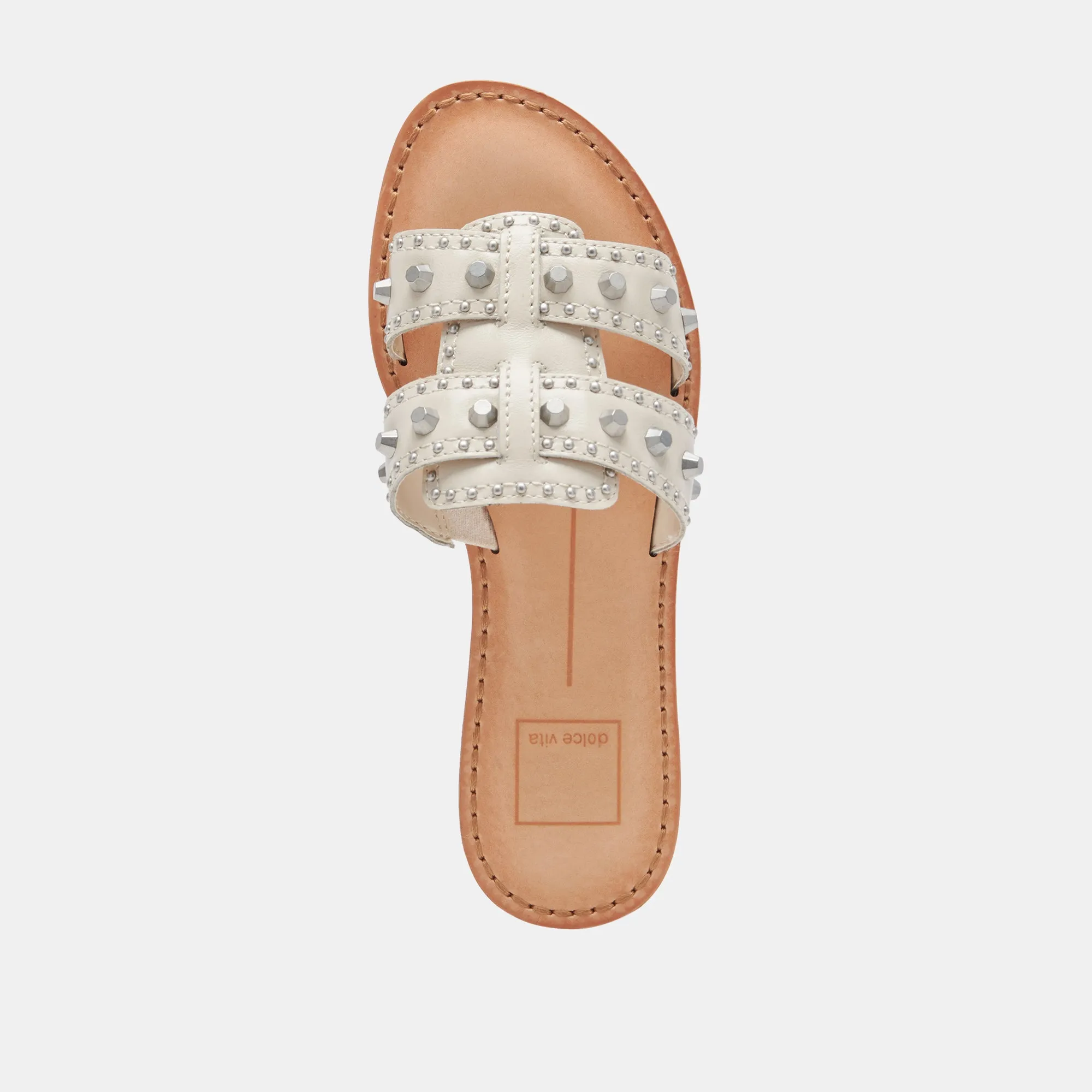 WESLA STUD SANDALS IVORY CRINKLE PATENT