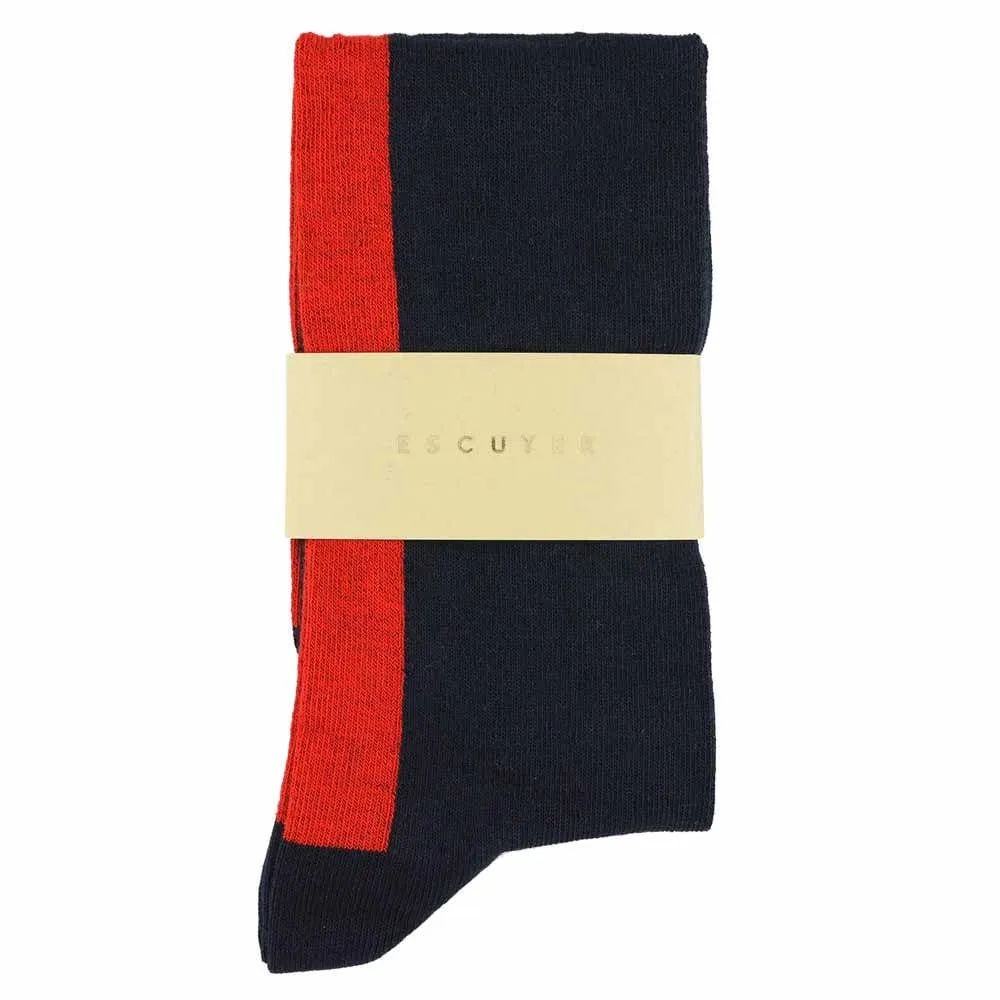 Women Knee High Socks Navy / Red - Escuyer