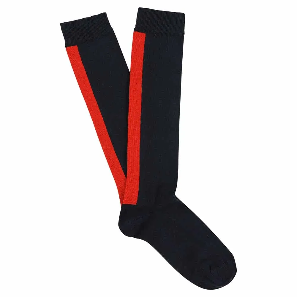 Women Knee High Socks Navy / Red - Escuyer