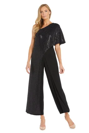 Womens One Shoulder Metallic Jumpsuit