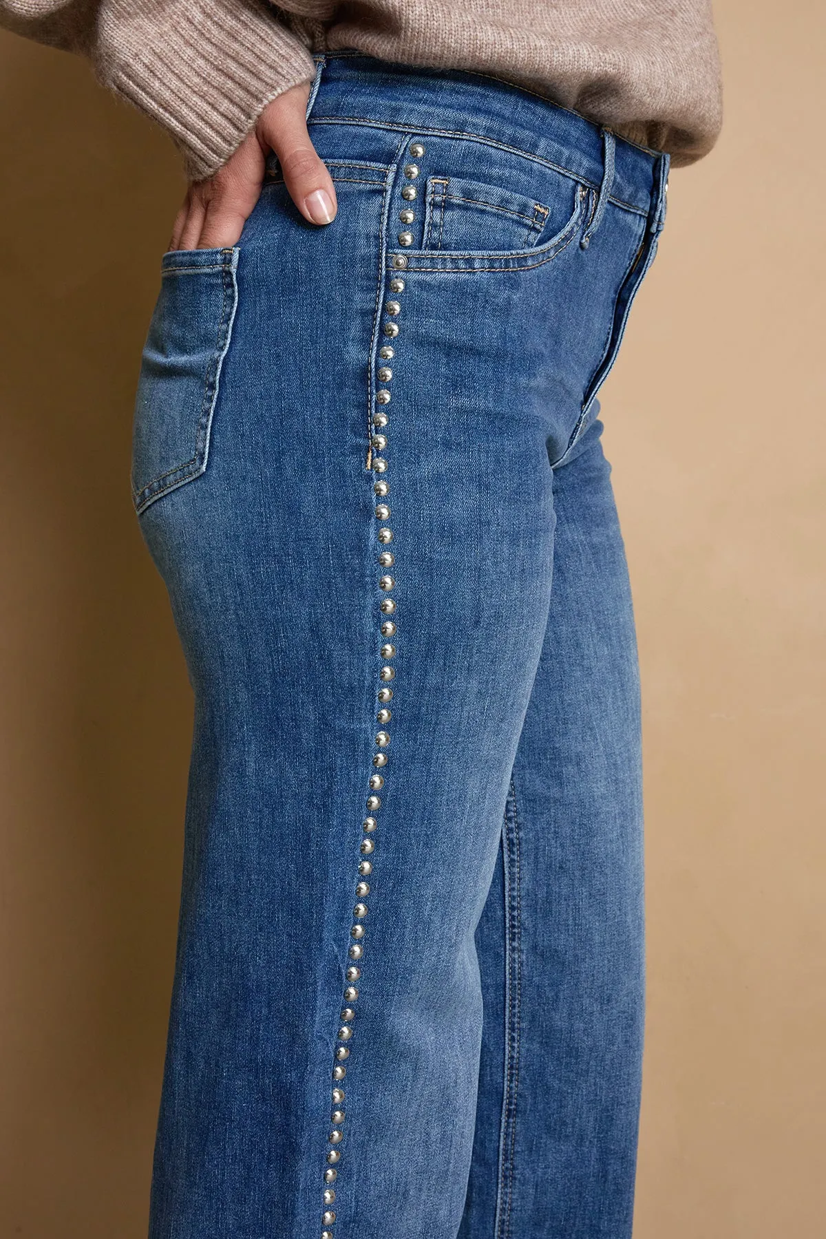 Women's Studded Wide Leg Jeans